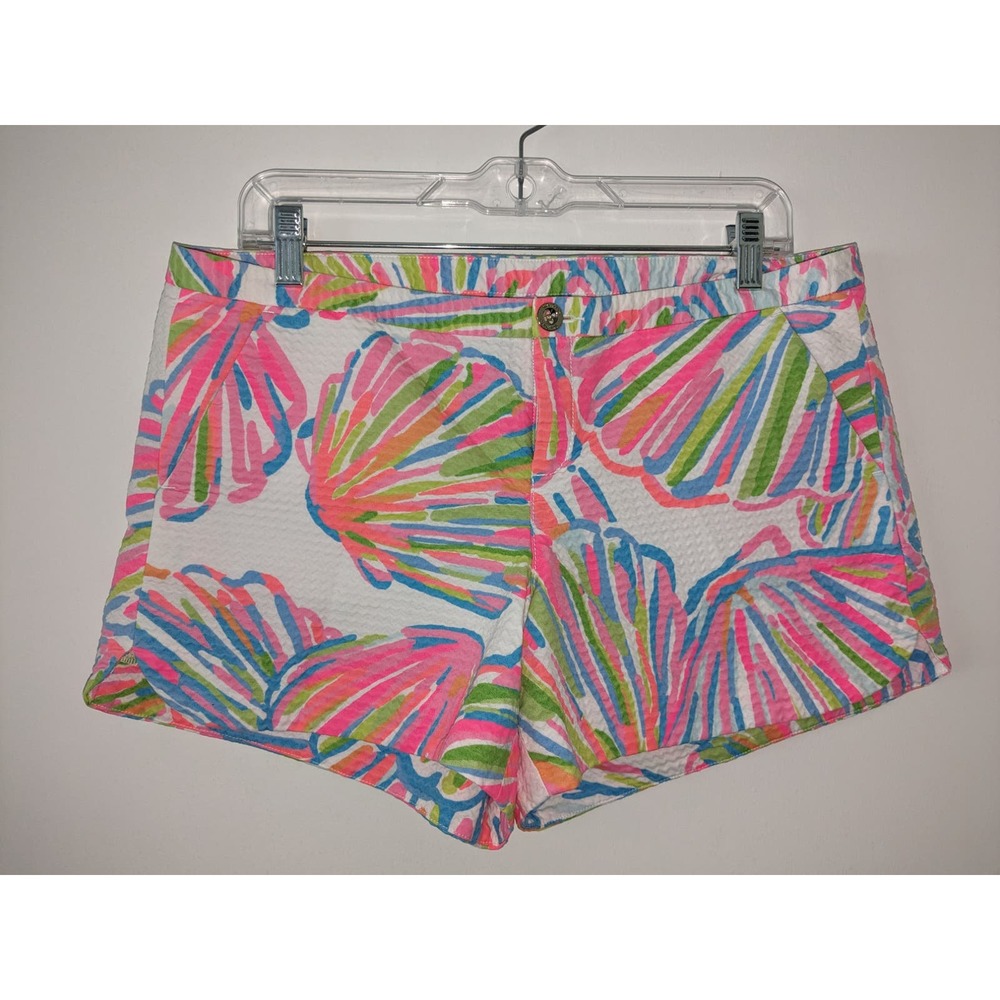 Lilly Pulitzer Sz 10 ADIE Bold Shellebrate Pink Print Shorts - Picture 1 of 8